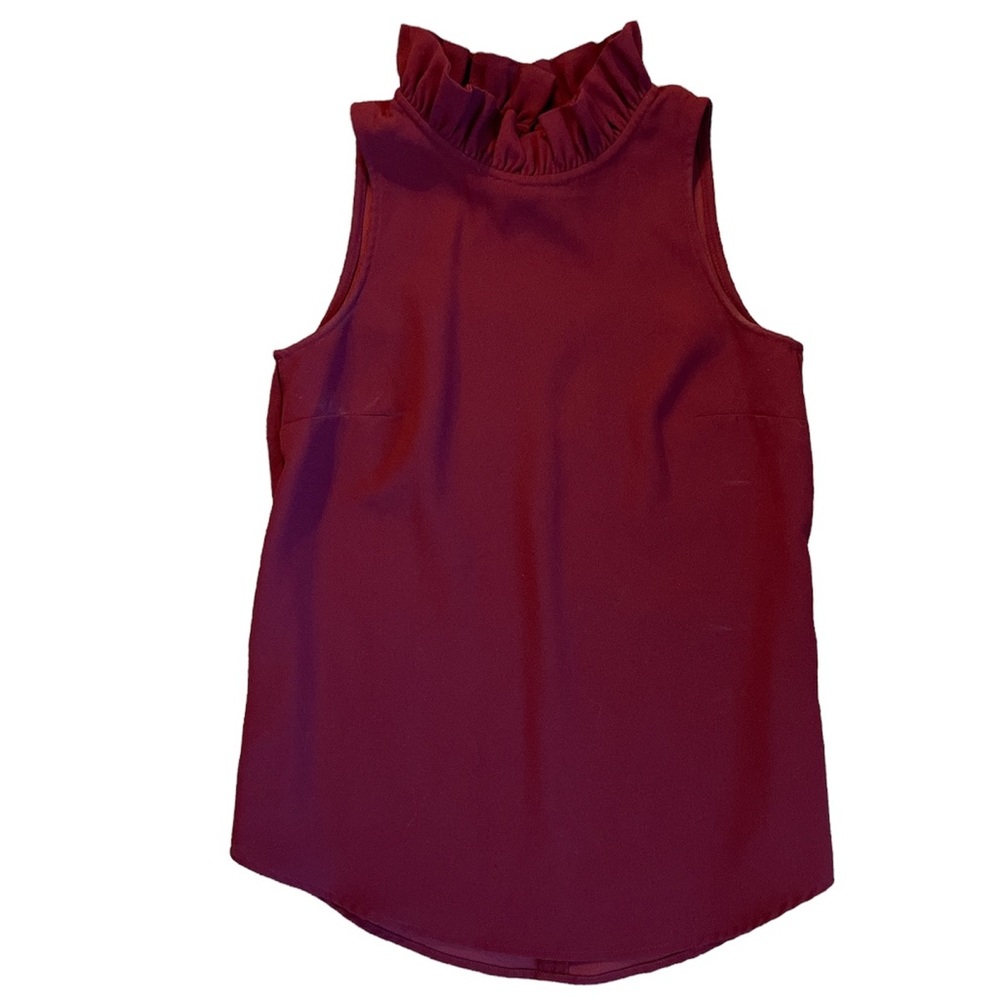 J. Crew Ruffle Neck Plum Sleeveless Top XXS